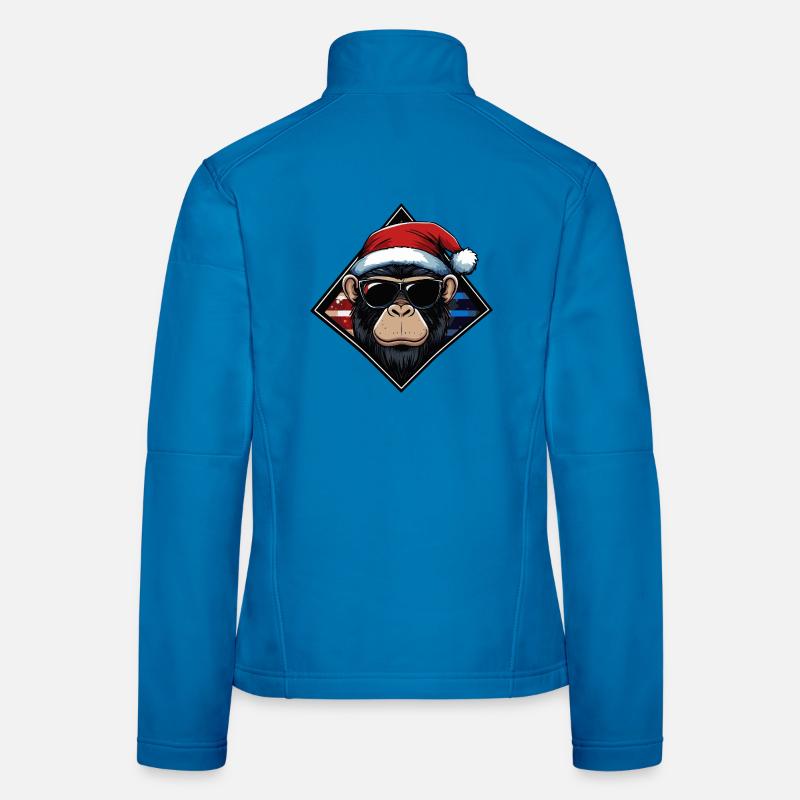 Monkey Santa with sunglasses Women's Softshell Jacket