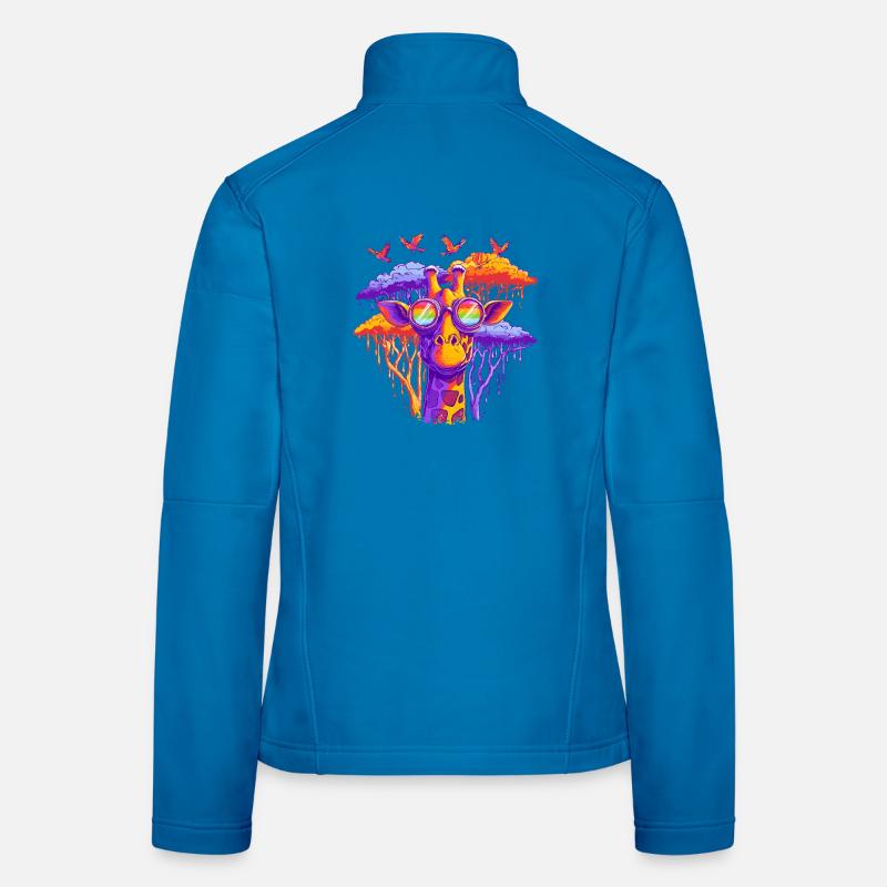 Fantasy giraffe with rainbow glasses Women's Softshell Jacket