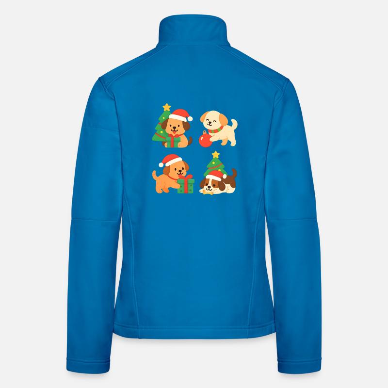 Weihnachtshunde mit Geschenken Frauen Softshelljacke