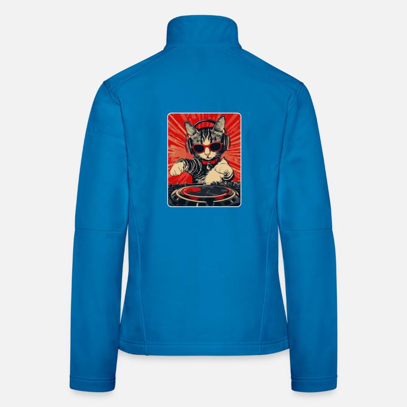 Chat DJ cool avec des lunettes de soleil Veste en tissu softshell Femme
