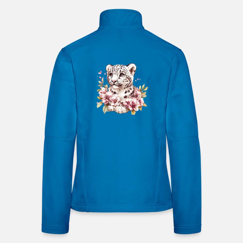 Petit léopard avec couronne de fleurs Veste en tissu softshell Femme