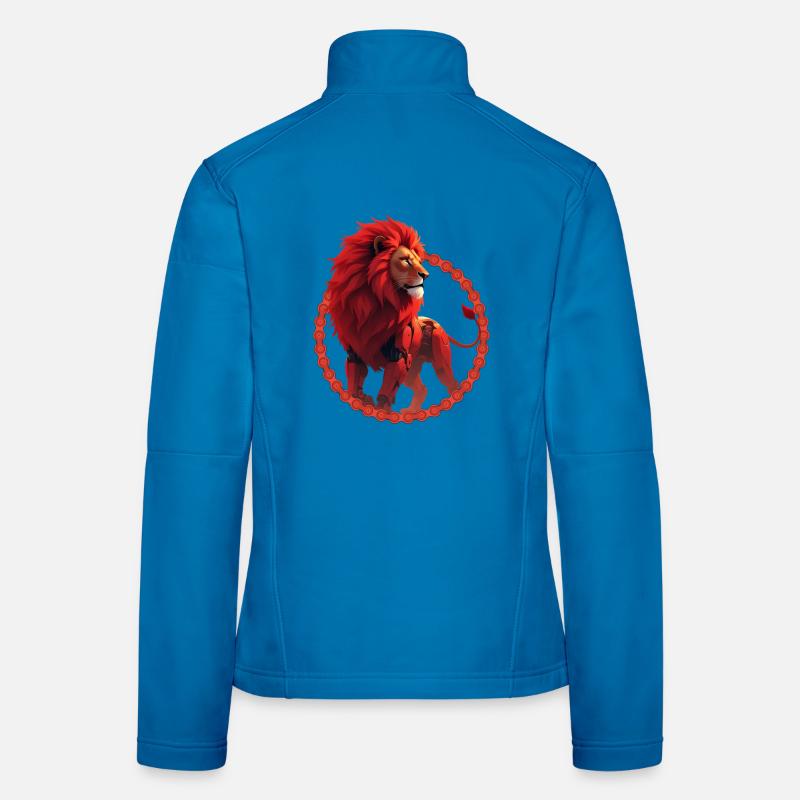 Red Cyber Lion in Ring Women's Softshell Jacket