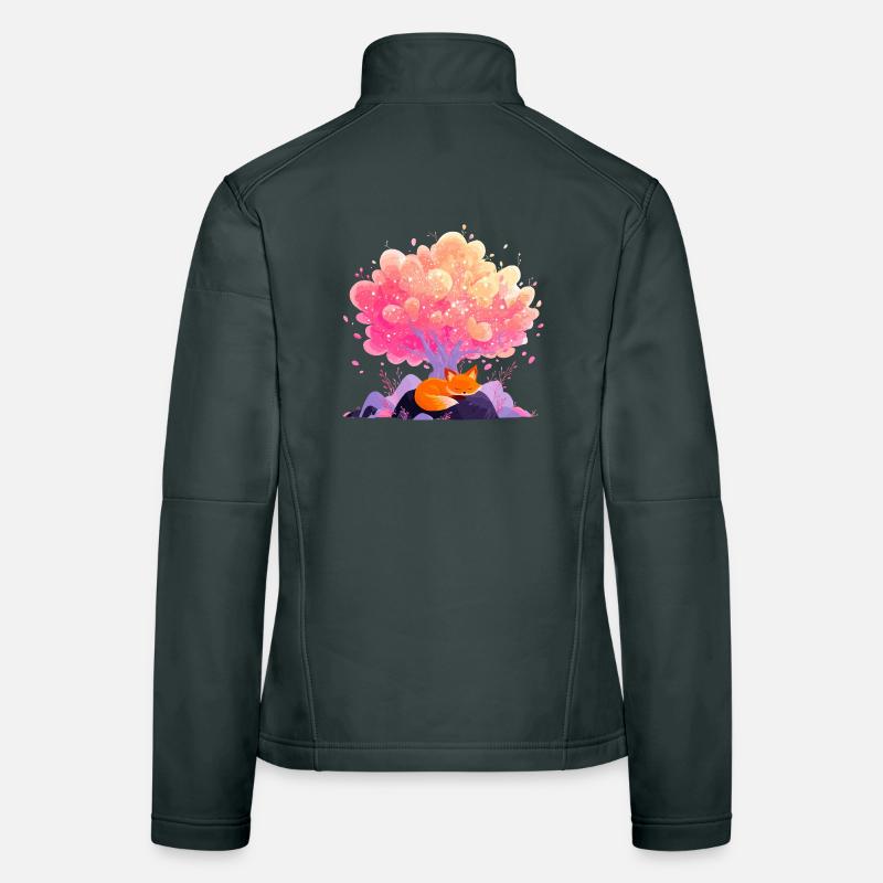 Dream Blossom Tree with Sleeping Fox Women's Softshell Jacket