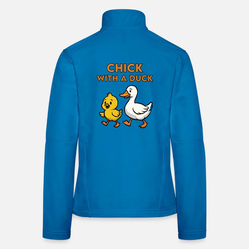 chick with a duck Women's Softshell Jacket