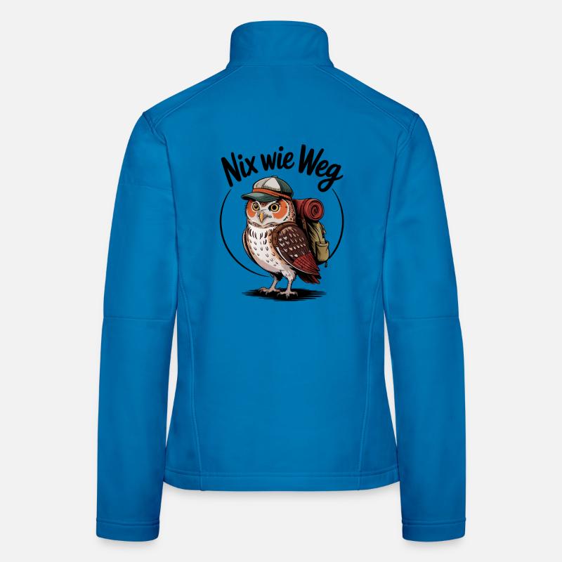 Forest hiker owl with backpack Women's Softshell Jacket
