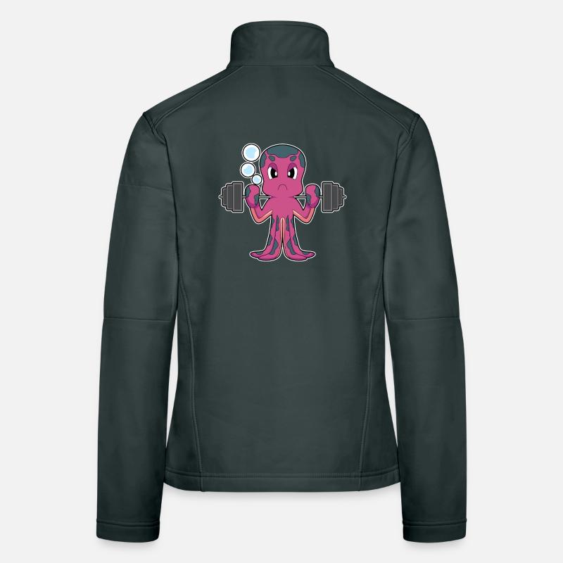 Octopus Bodybuilder Barbell Bodybuilding Women's Softshell Jacket