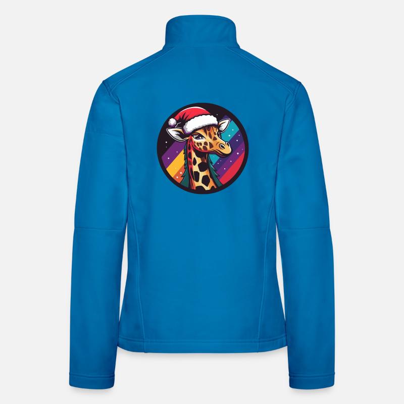 Giraffe in Santa Rainbow Women's Softshell Jacket