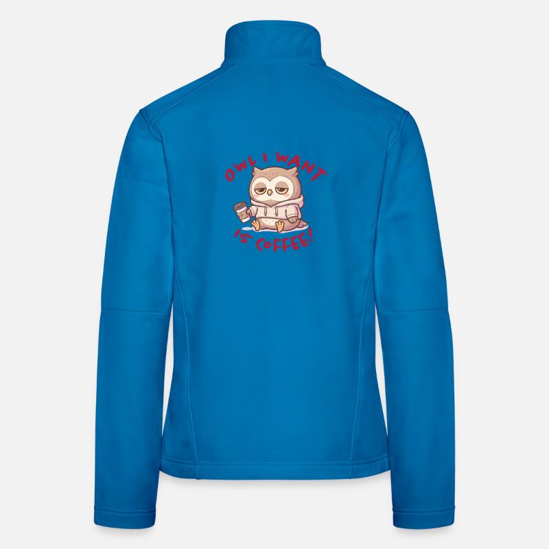 Sweat à capuche Coffee Love Owl Pullover Veste en tissu softshell Femme