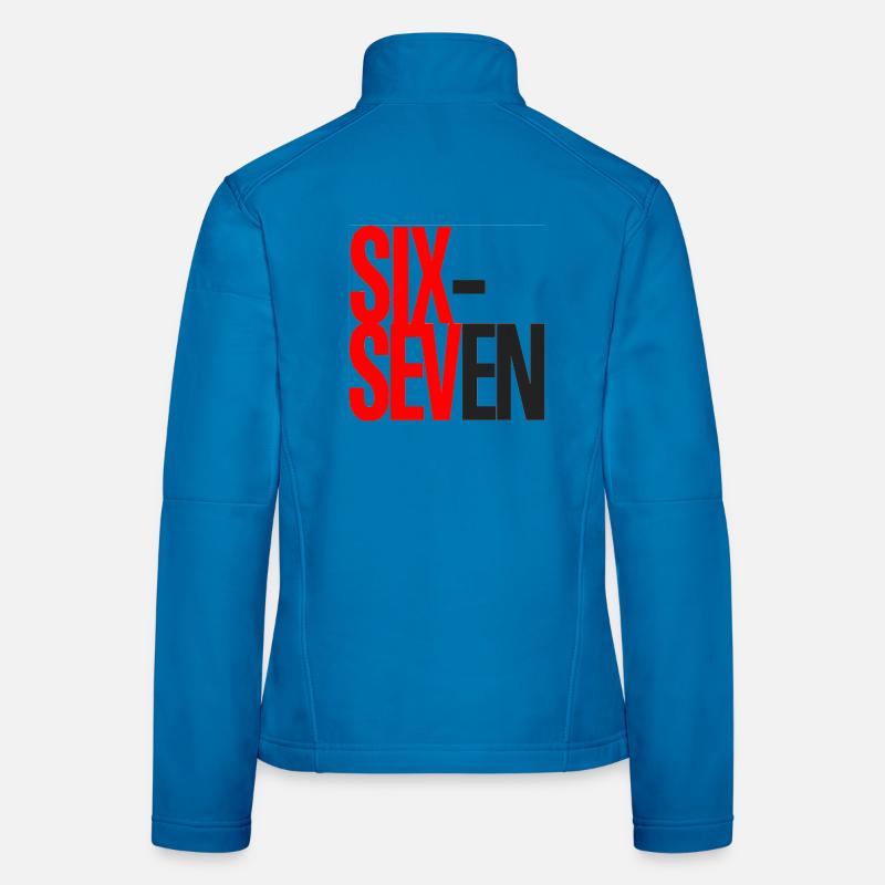 Sechs- und Sieben-Typografie-Logo - Frauen Softshelljacke - Lichtblau