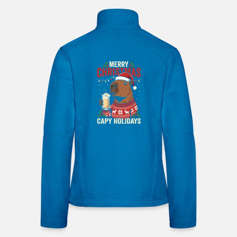 Pull de fête de Noël Capybaras Veste en tissu softshell Femme