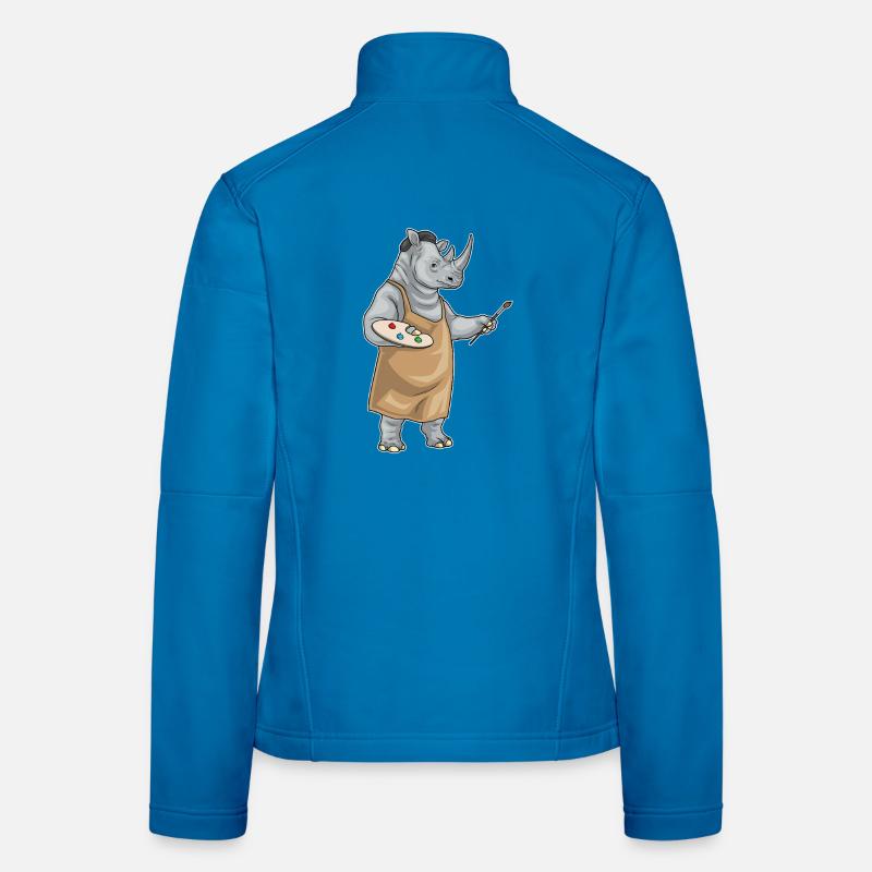 Rhinoceros Painter Brush Painting - Women's Softshell Jacket - light blue