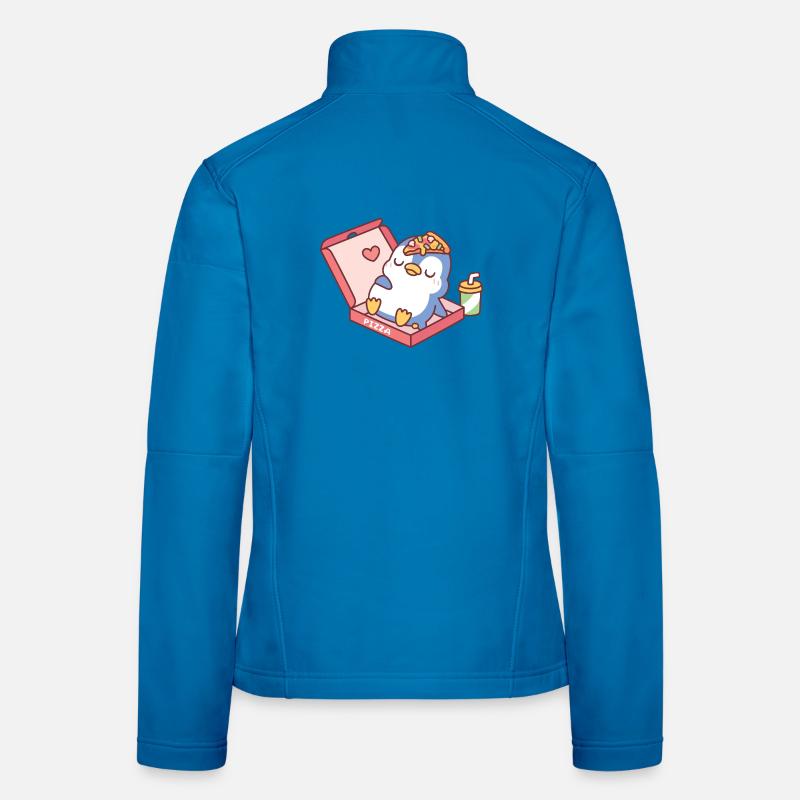 Süßer blauer Pinguin vom Pizzaessen lustig - Frauen Softshelljacke - Lichtblau