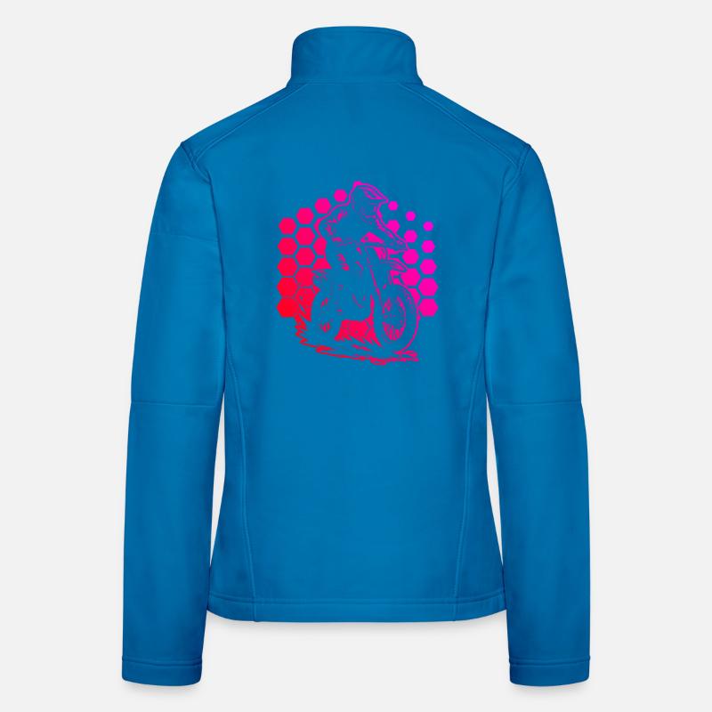 Motorcycle racer in hex pattern Women's Softshell Jacket