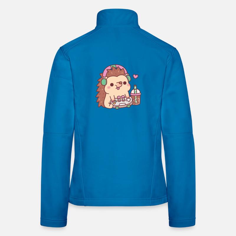 Süßer Igel Mit Gamecontroller Und Boba Tee Frauen Softshelljacke