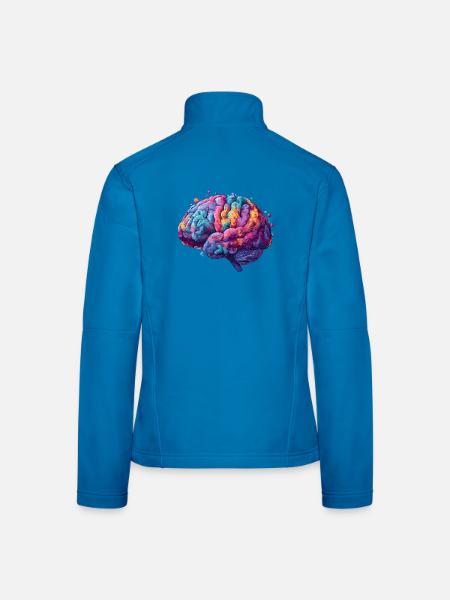 Buntes Neurodiversitäts Gehirn im farbenfrohen Kun - Frauen Softshelljacke - Lichtblau - Hinten