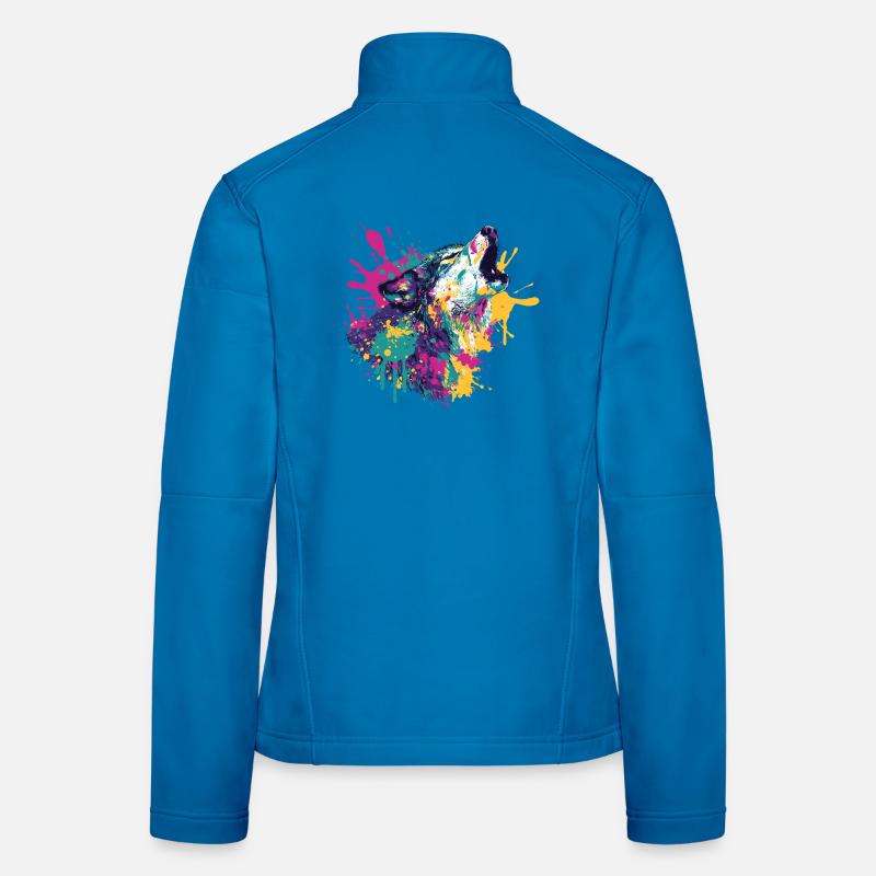 Wolf in color explosion style Women's Softshell Jacket