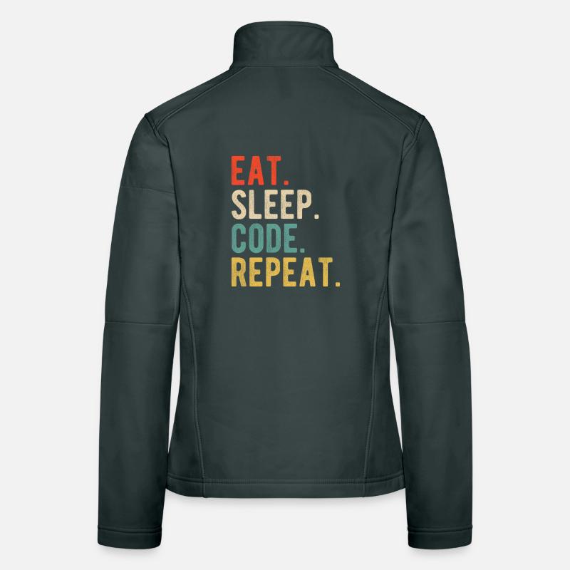 Eat Sleep Code Repeat Programmer Nerd Retro Women's Softshell Jacket