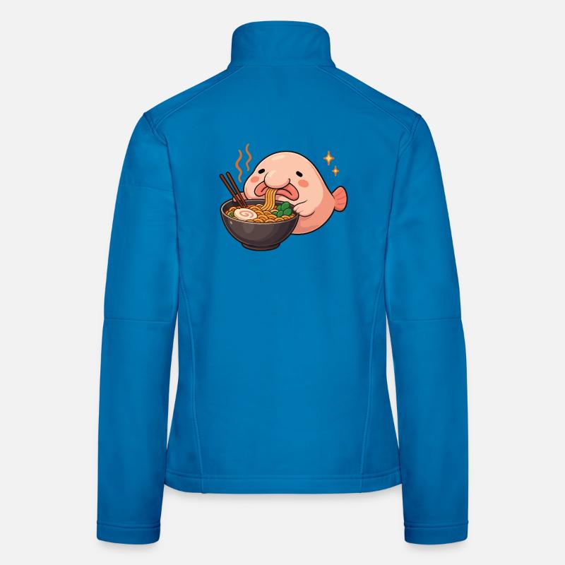 Blob fish with noodles Ramen kawaii Blob fish Women's Softshell Jacket