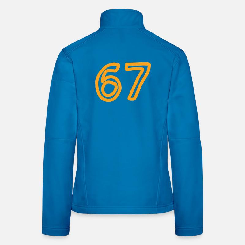 Nummer 67 in orange - Frauen Softshelljacke - Lichtblau