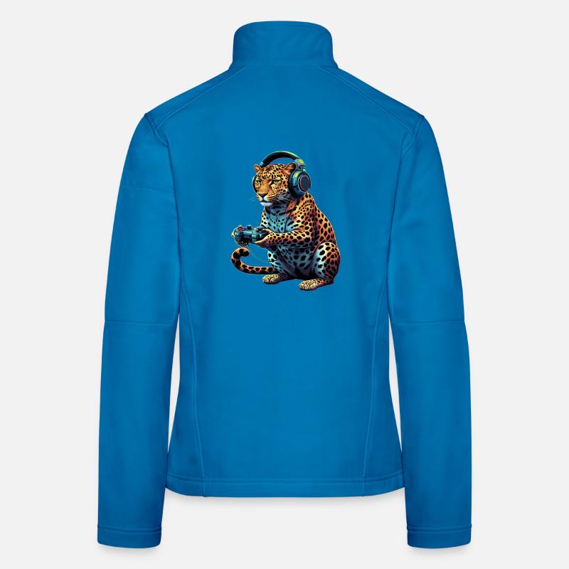 Leopard Gaming Tier Videospiele Lustiger Leopard Frauen Softshelljacke