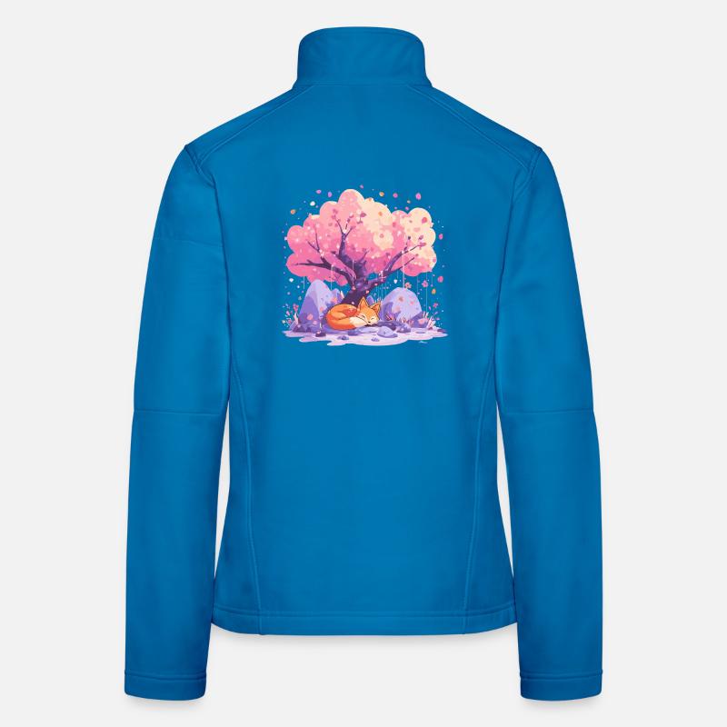 Sleeping fox under cherry tree Women's Softshell Jacket
