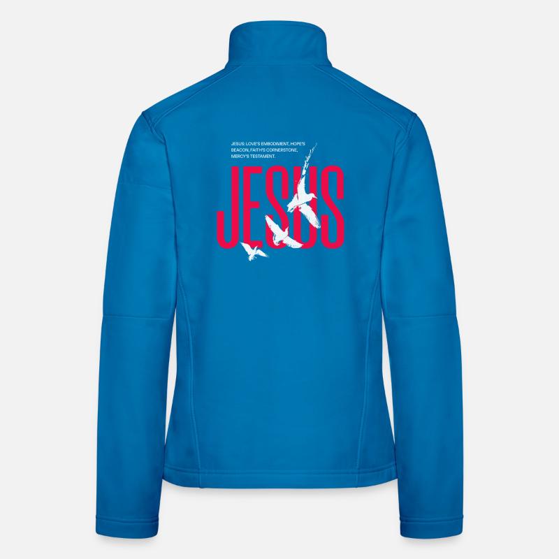 Jesus-Tauben-Typografie - Frauen Softshelljacke - Lichtblau
