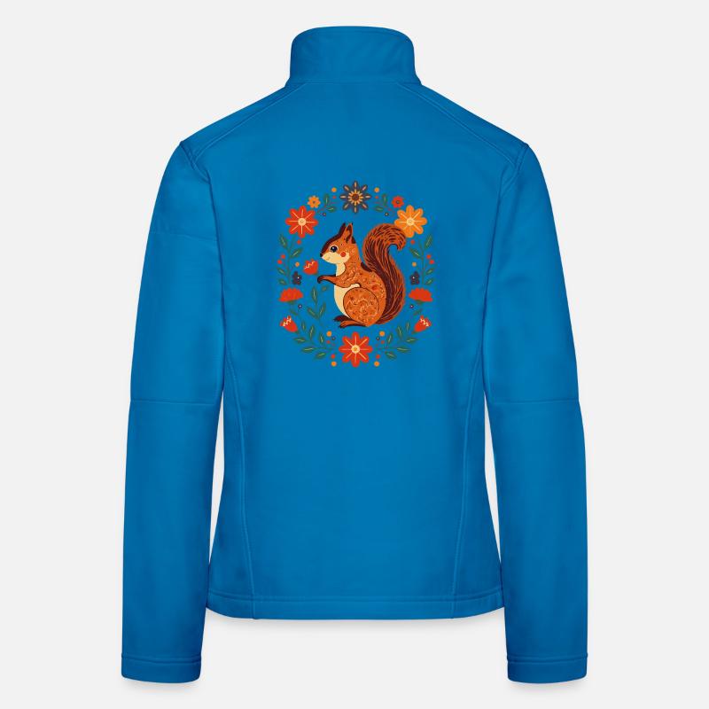 Écureuil à couronne de fleurs Veste en tissu softshell Femme