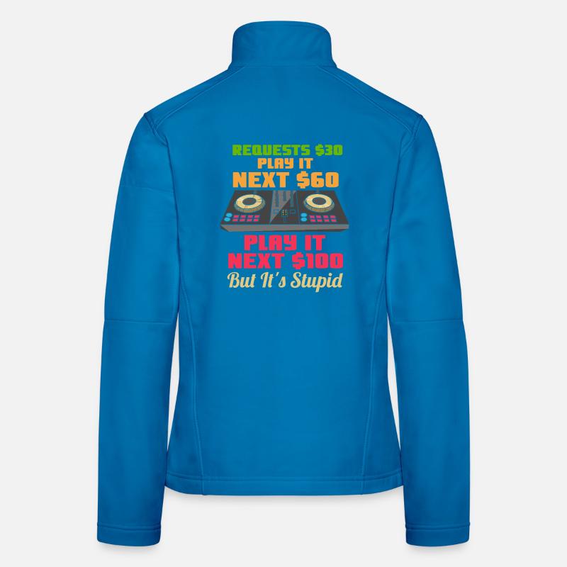 Funny DJ Request Fee Musical Turntable Design Women's Softshell Jacket