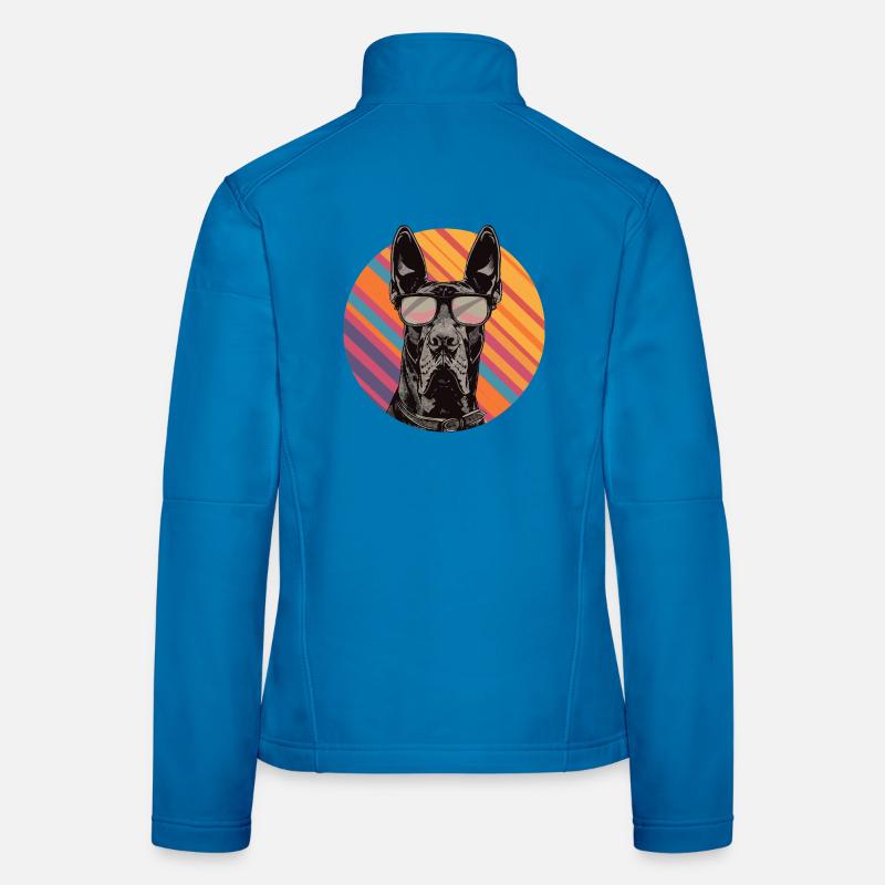 Doberman avec lunettes de soleil Pop Art Veste en tissu softshell Femme