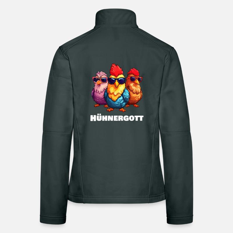 Funny Chickens Chicken God Women's Softshell Jacket
