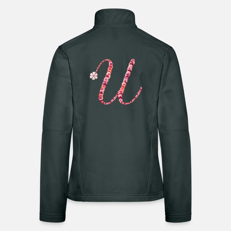 Romantisches Blumenmonogramm "U" Frauen Softshelljacke