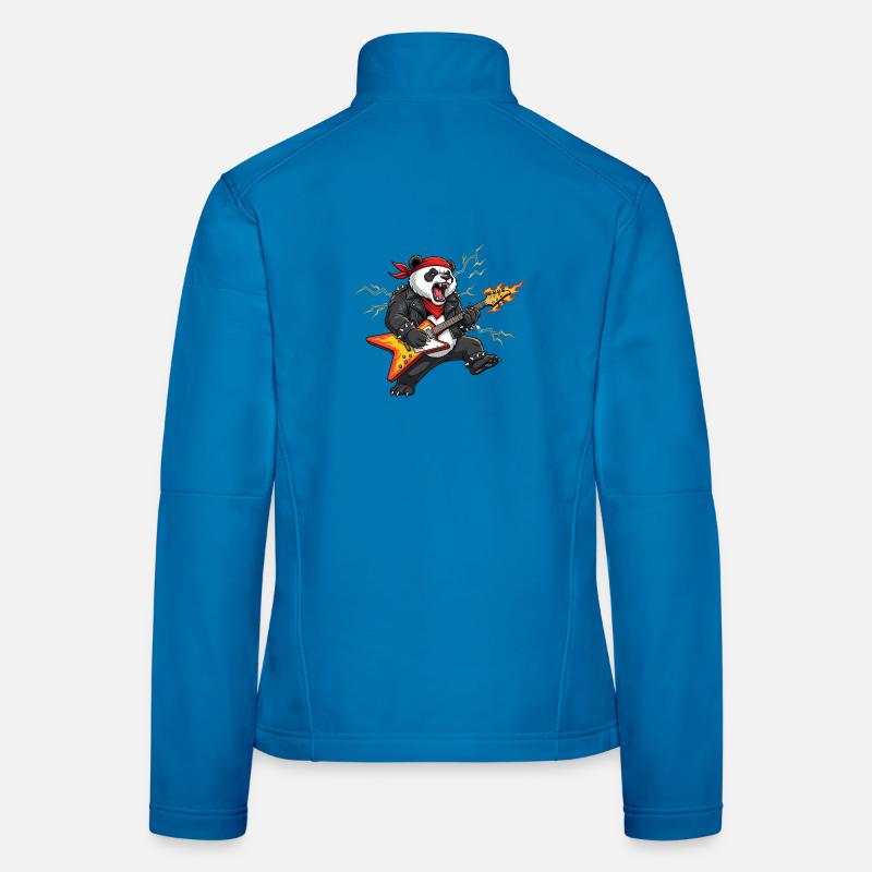 Panda Flame Guitar Women's Softshell Jacket