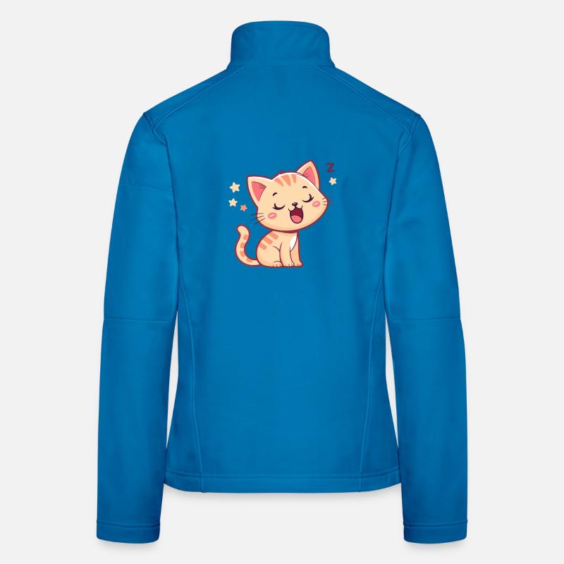 Chaton Endormi et Étoiles Pastel Veste en tissu softshell Femme