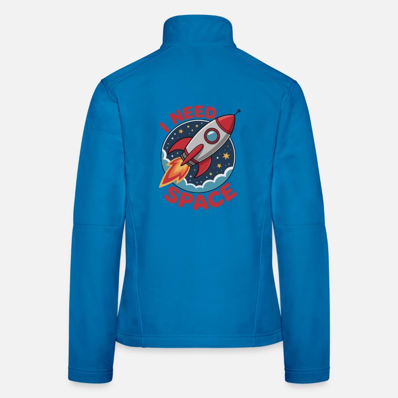 Rocket dans l’espace, style dessin animé - « J’AI BESOIN DE L’ESPACE Veste en tissu softshell Femme