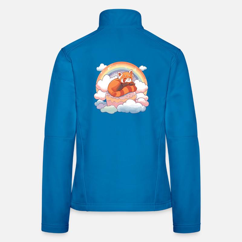 Red Panda in Rainbow Cloud Cake Women's Softshell Jacket