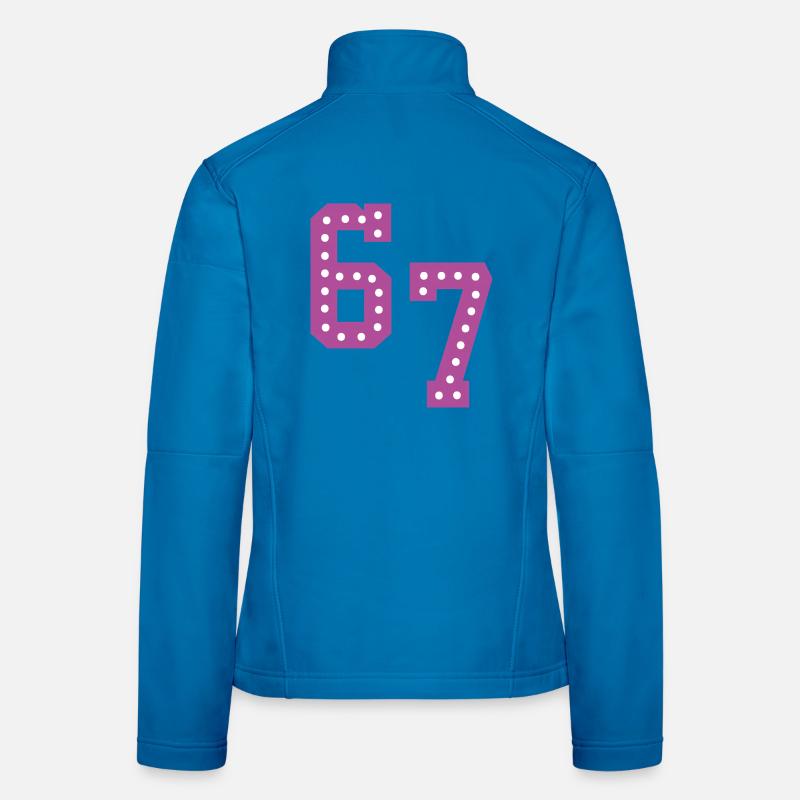 6 7 – Trendiges, minimalistisches Textdesign, - Frauen Softshelljacke - Lichtblau