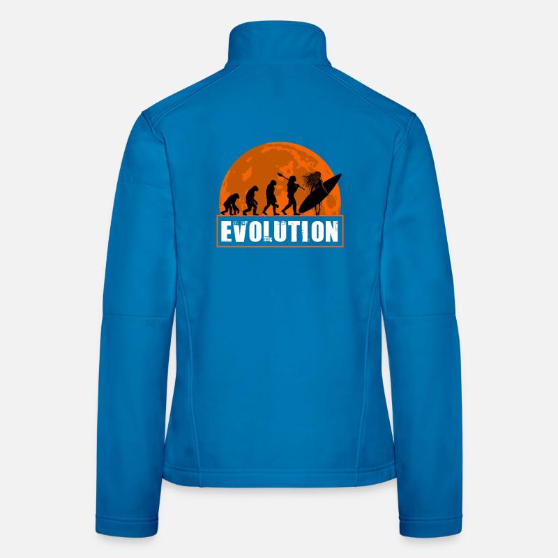 Evolution of Surfing Vintage Sunset Silhouette Women's Softshell Jacket