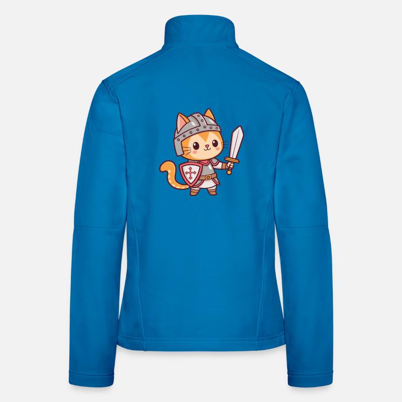 Chat chevalier kawaii avec épée Veste en tissu softshell Femme