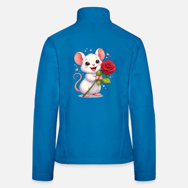 Cute Mouse with Rose – Valentine's Day Motif Full of Love Women's Softshell Jacket