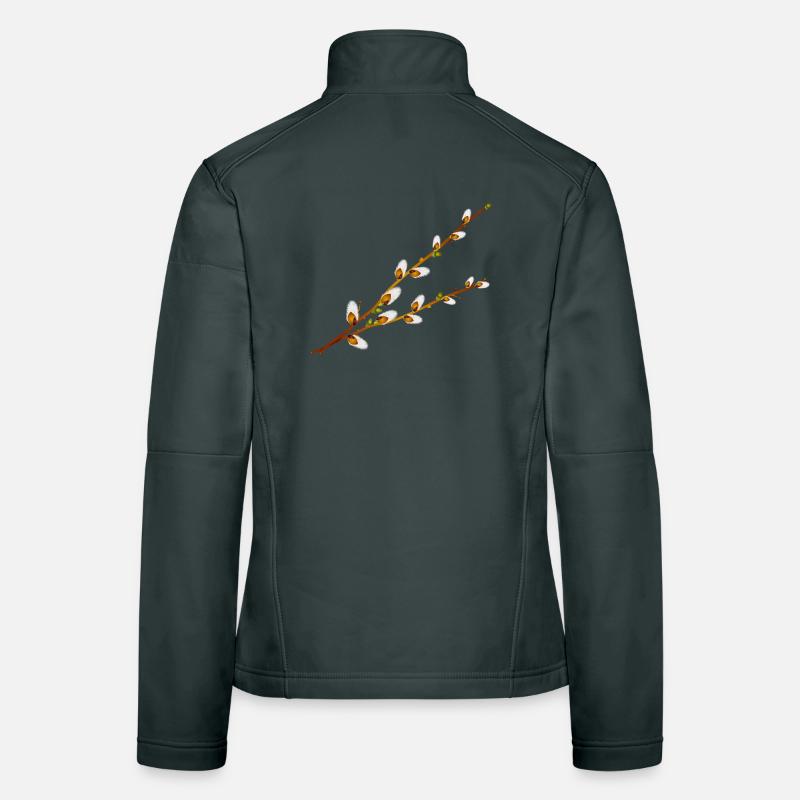 Delicate Palm Catkins Branches – Spring Motif Women's Softshell Jacket