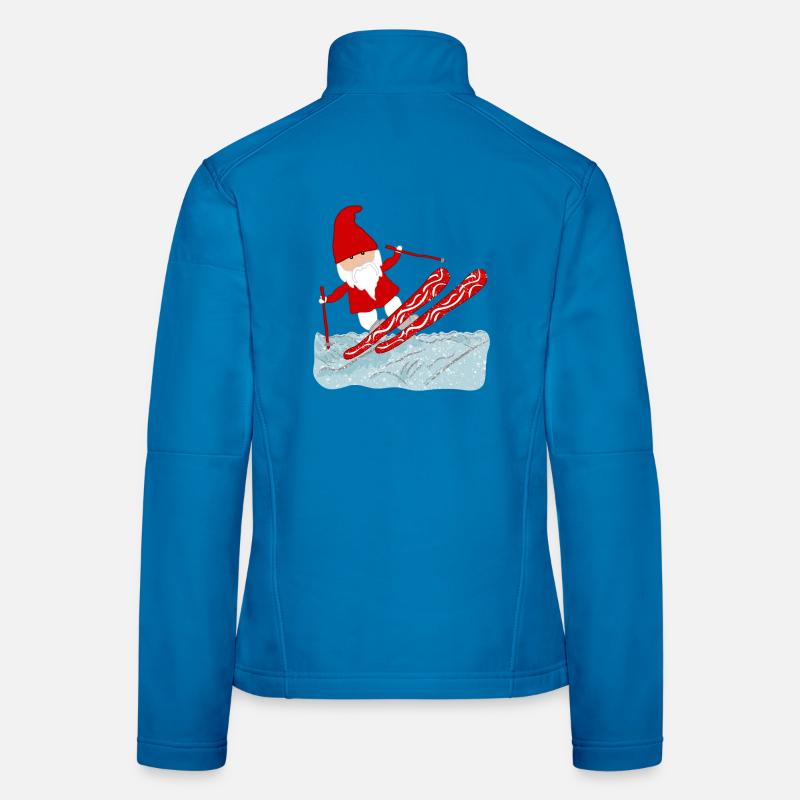 Dwarf skiing, old ski bunny, red, white Women's Softshell Jacket