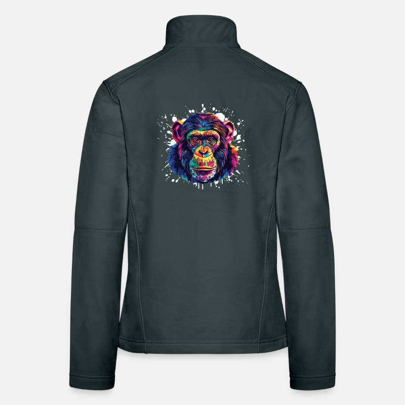 Éclaboussure de portrait de singe Veste en tissu softshell Femme