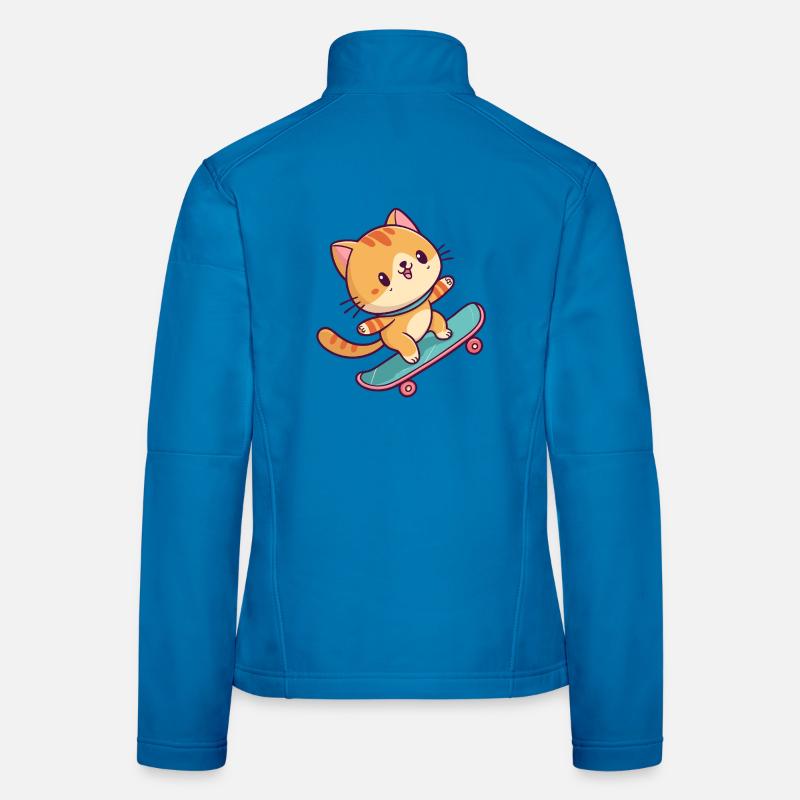 Chaton Skateboard Coloré Veste en tissu softshell Femme