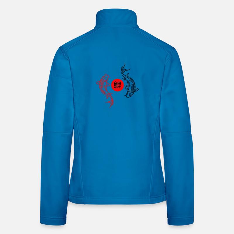 Koi in the red Zen circle - Women's Softshell Jacket - light blue