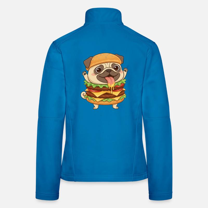 Mignon chien carlin Fast-food Cheeseburger Veste en tissu softshell Femme