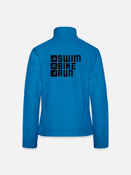 Triathlon Swim Bike Run Schwarz Vertikal - Frauen Softshelljacke - Lichtblau - Hinten