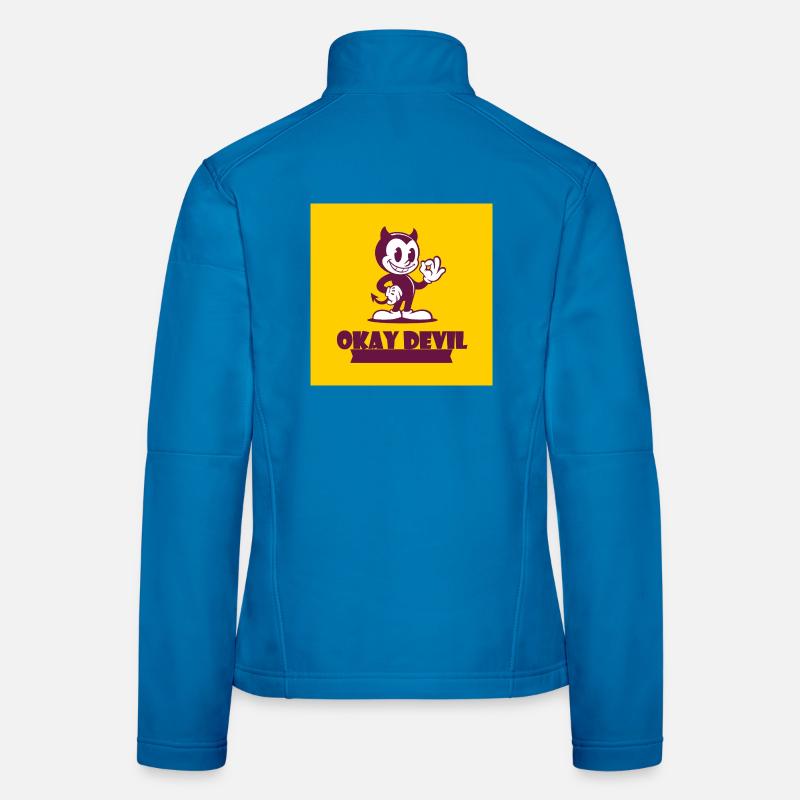 Okay Devil Mascot on Yellow Women's Softshell Jacket