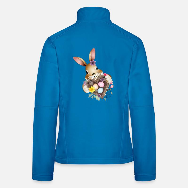 Cute Easter bunny with heart and Easter basket Women's Softshell Jacket