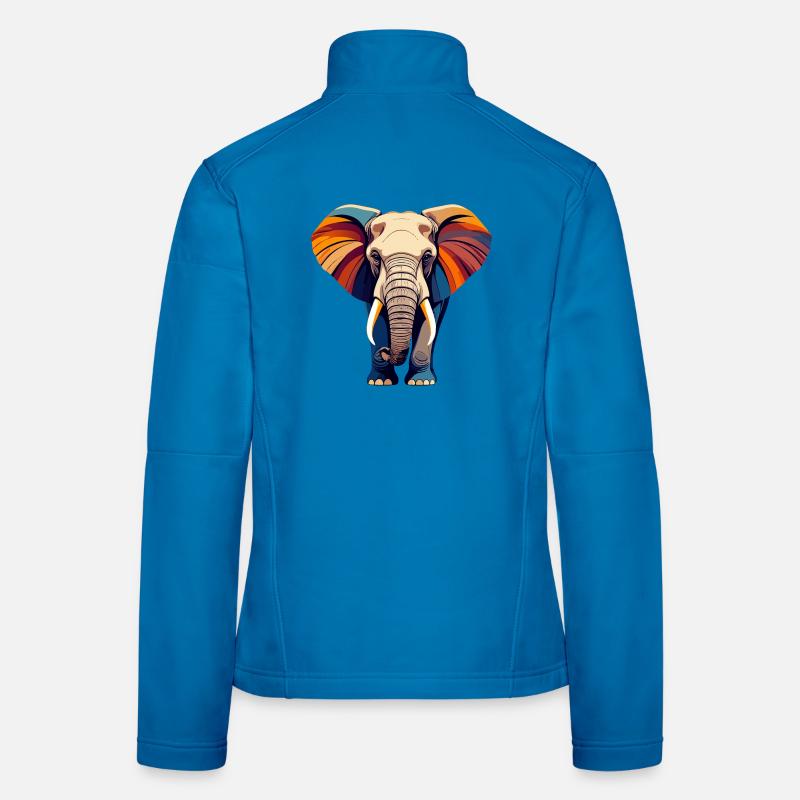 Colored Big Elephant Colorful Vector Graphic Motif Women's Softshell Jacket