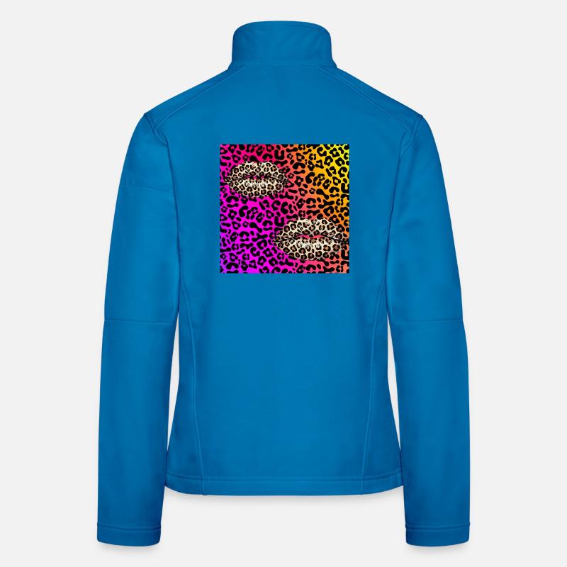 Leopard Lips on Neon Gradient Women's Softshell Jacket